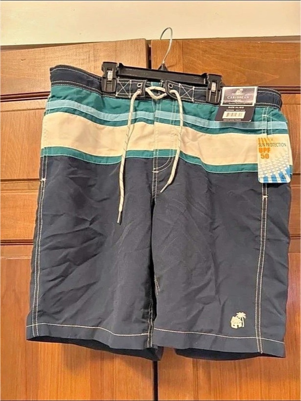 Caribbean Joe Swim Trunk Striped Swim Trunks XL NWT